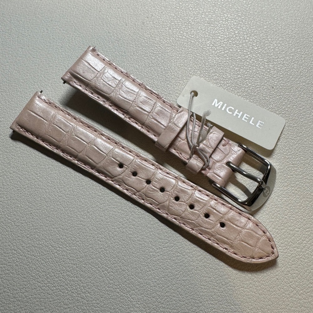 NWT Michele 18mm Pearl Pink Genuine Alligator Watch Strap Band